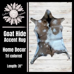 Tri Color Goat Hide Rug Home Accent